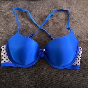 Victoria Secret Royal Blue Polka Dot Crisscross Bra
